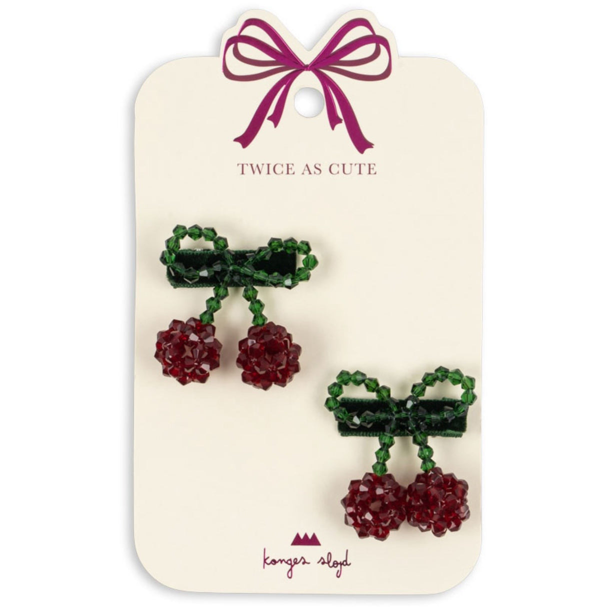 Konges Sløjd Red/Glitter 2 Pak Cherry Hårspænde