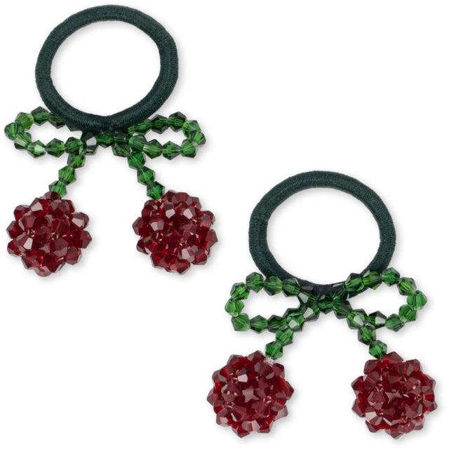 Konges Sløjd Red/Glitter 2 Pak Cherry Hårelastikker