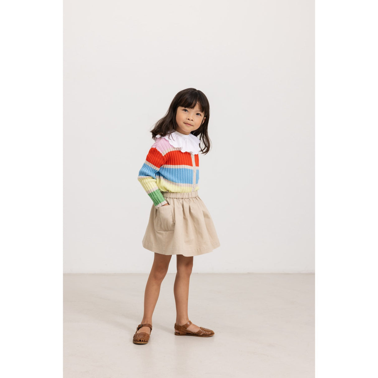 MarMar Linen Mix Stripe Rainbow Tob Cardigan Knitwear