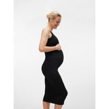 Vero Moda Maternity Black Isa Seamless Midi Rib Kjole Noos