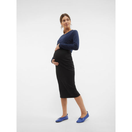 Vero Moda Maternity Black Lavender Pencil Nederdel Noos