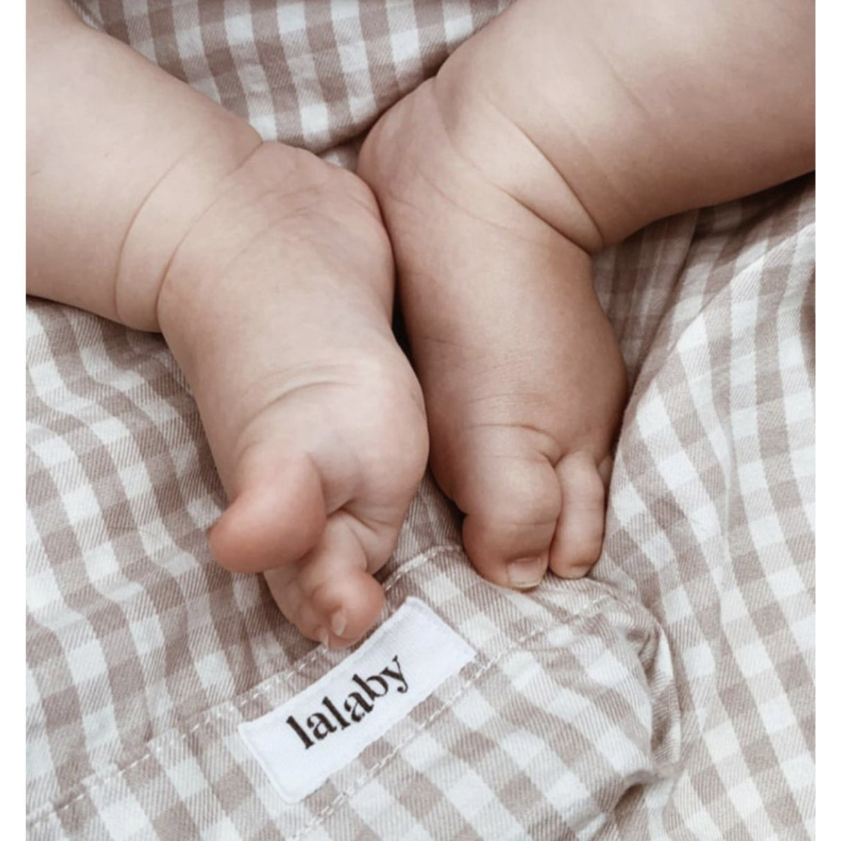 Lalaby Beige Gingham Classic Sengetøj