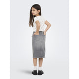kids ONLY Medium Grey Denim Gianna Belted Midi Nederdel Dot Denim