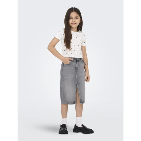 kids ONLY Medium Grey Denim Gianna Belted Midi Nederdel Dot Denim