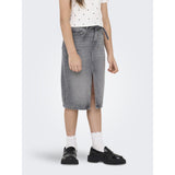 kids ONLY Medium Grey Denim Gianna Belted Midi Nederdel Dot Denim