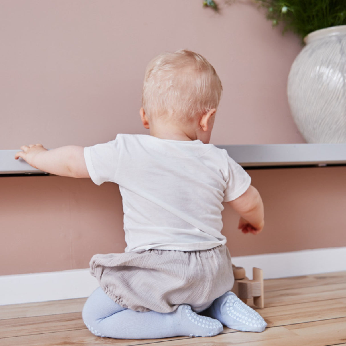 Gobabygo Sky Blue Crawling Strømpebukser Organic Bomuld