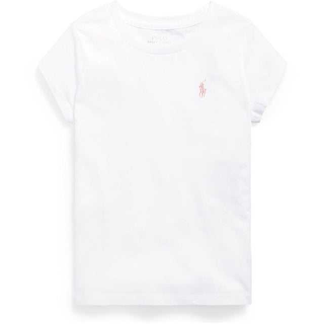 Polo Ralph Lauren White W/ Hint Of Pink Girl T-Shirt