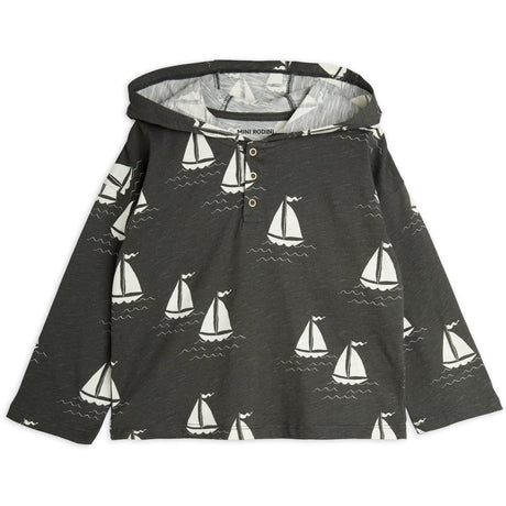 Mini Rodini Grey Sailing Boats AOP Hættetrøje