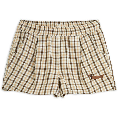 Mini Rodini Beige Gingham Woven Shorts