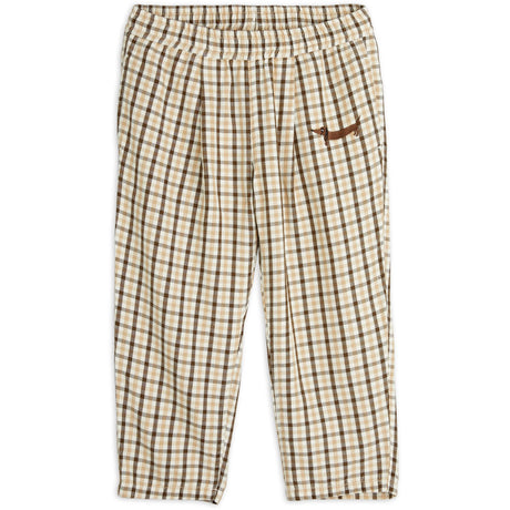 Mini Rodini Beige Gingham Woven Elastic Bukser