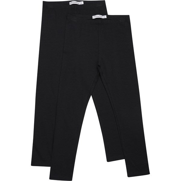 Minymo Anthracite Black Leggings Basis 2-pak