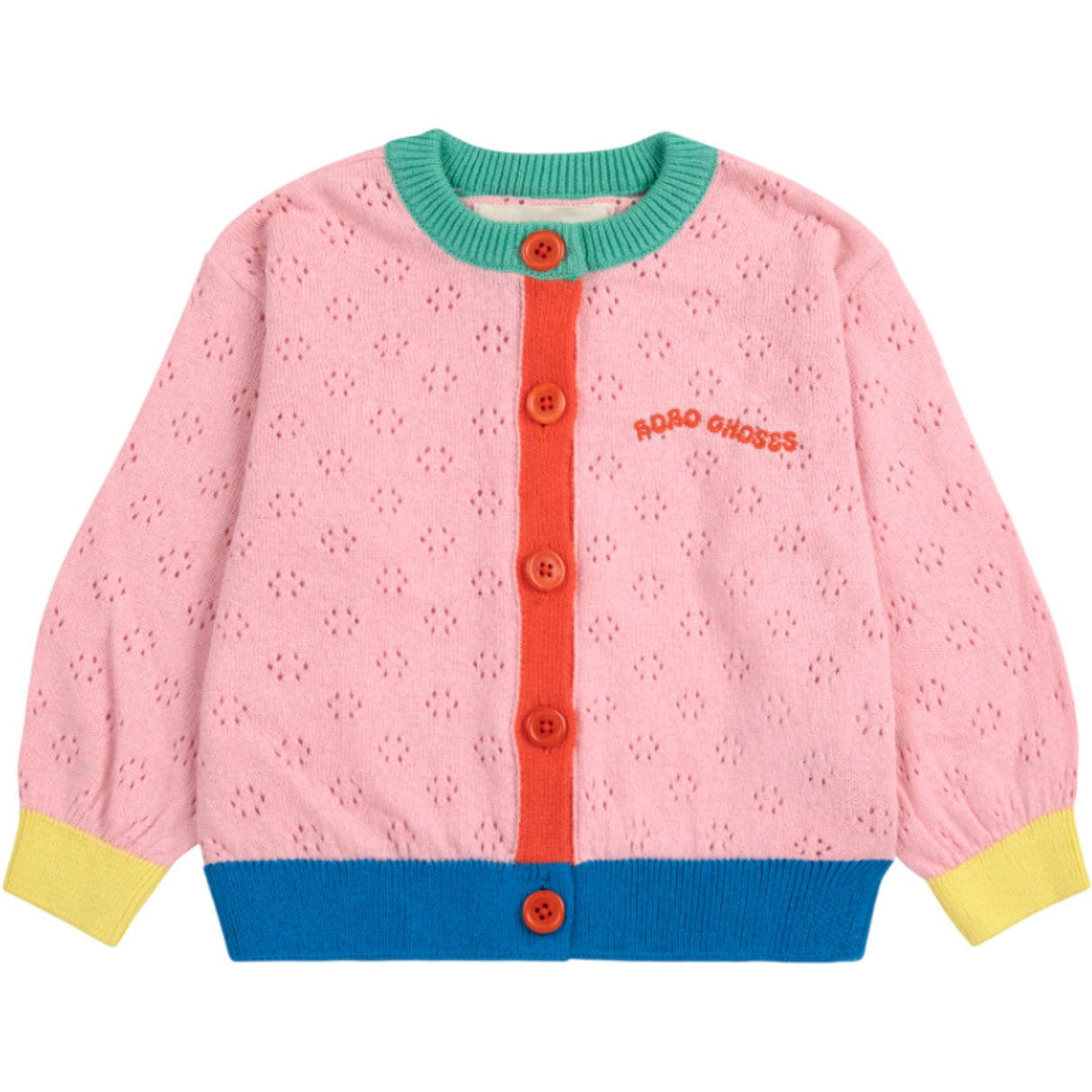 Bobo Choses Lys Pink Farve Block Open Work Cardigan