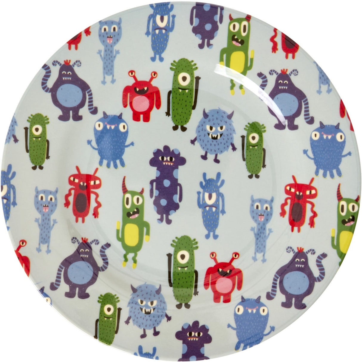Rice Melamine Round Side Tallerken Med Monsters Print