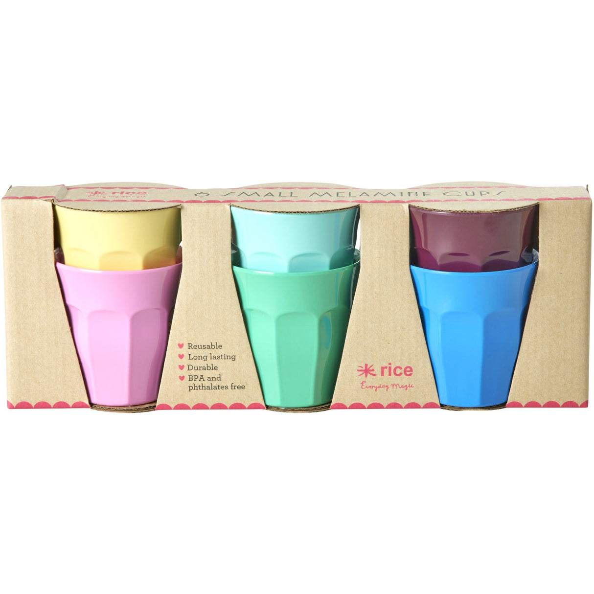 Rice Melamine Kopper I Asst. Show You Colors - Small - 6 Pak - 160 Ml