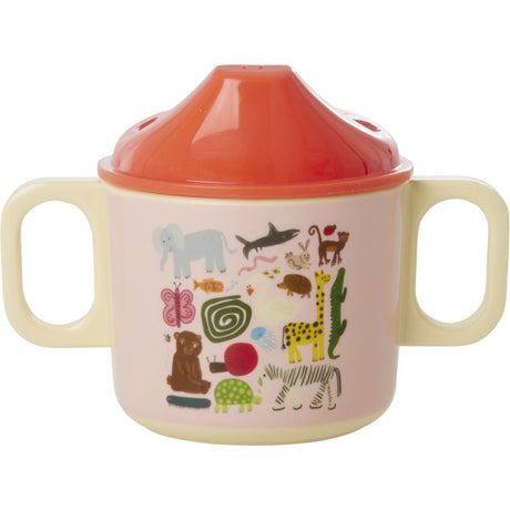 Rice Melamine 2 Handle Baby Kop Med Wildlife Print - Pink - 250 Ml