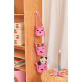 Rice Raffia 3-Tier Hanging Opbevaring Med Animal Faces I Pink
