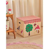 Rice Raffia Opbevaring Box Med Happy Forest Theme - Extra Large - Foldable