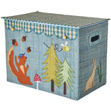 Rice Raffia Opbevaring Box Med Happy Forest Theme - Large - Foldable