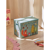 Rice Raffia Opbevaring Box Med Happy Forest Theme - Large - Foldable