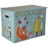 Rice Raffia Opbevaring Box Med Happy Forest Theme - Large - Foldable