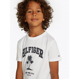 Tommy Hilfiger White Hilfiger Palm Print T-Skjorte