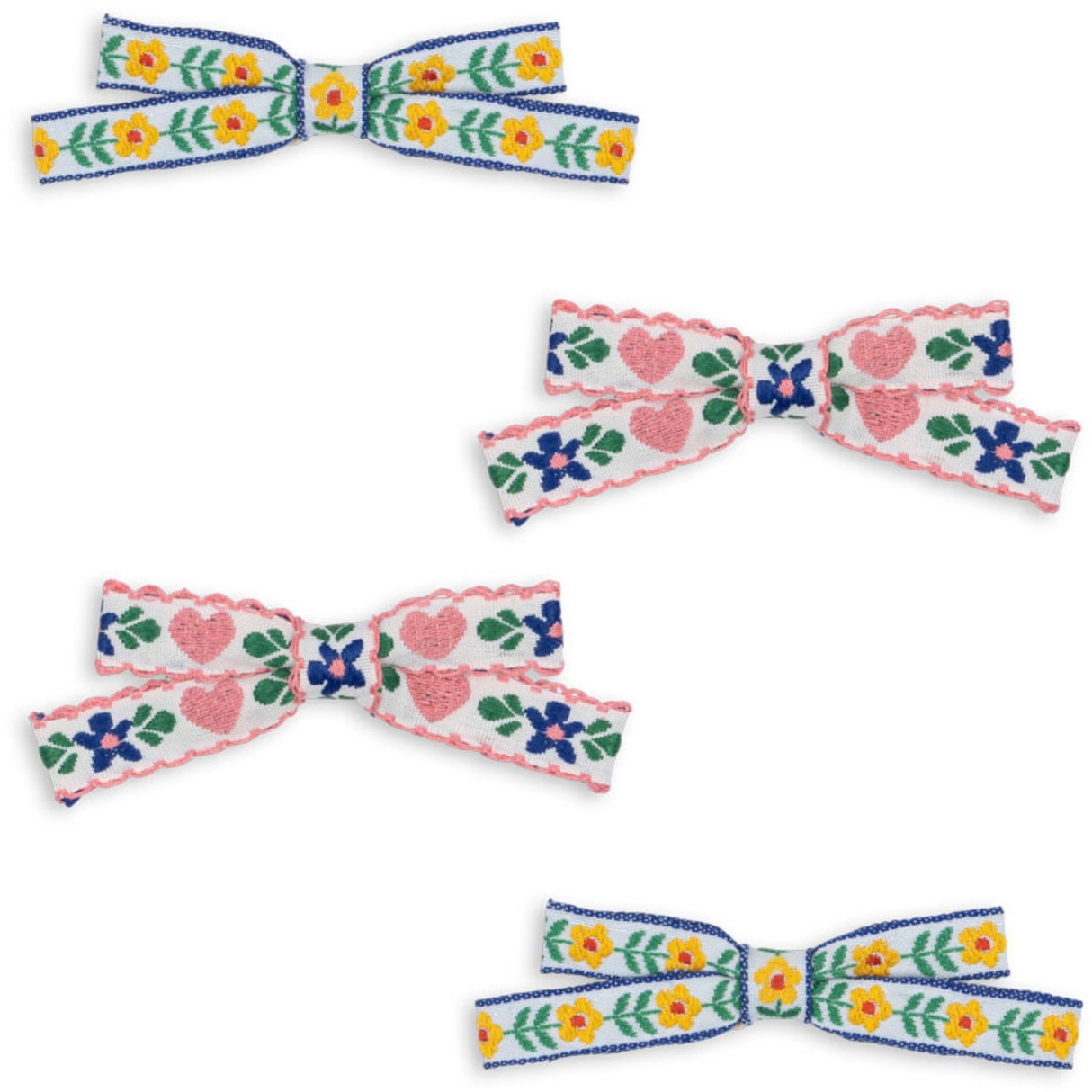 Konges Sløjd White/Rose 4 Pak Mini Sløjfe Hårspænder