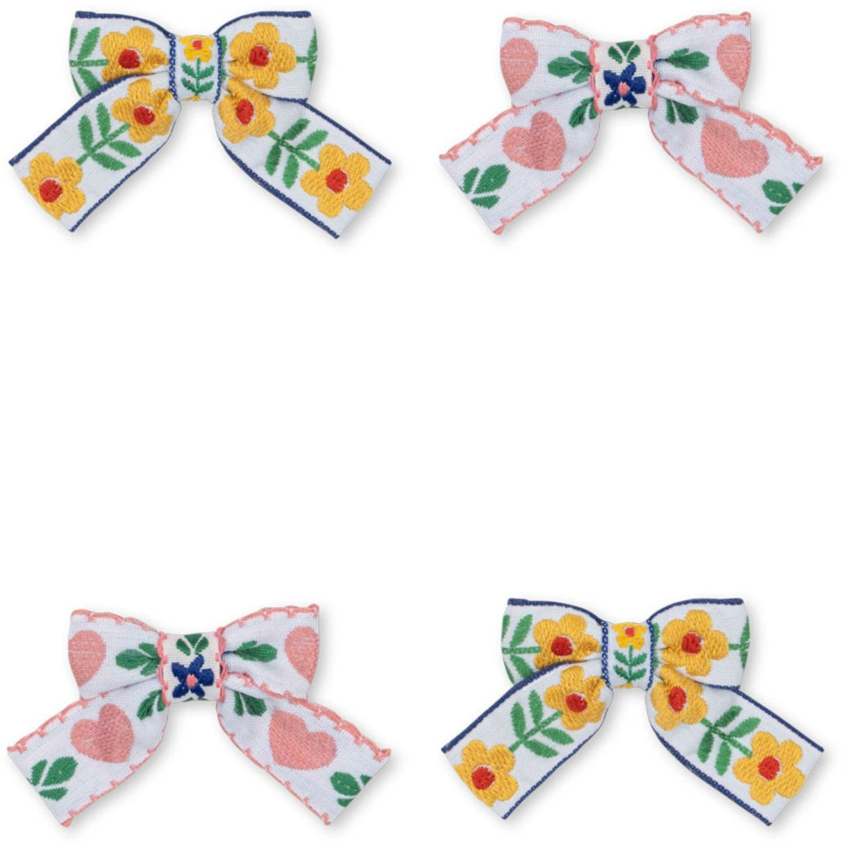 Konges Sløjd White/Rose 4 Pak Sløjfe Hårspænder