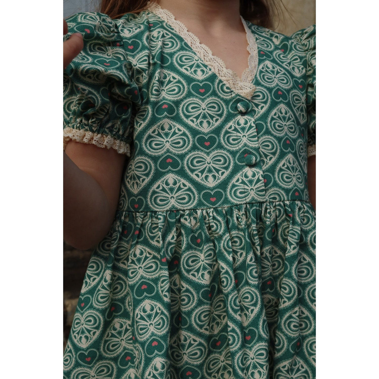 Konges Sløjd Lacy Green Coeur Lace Kjole GOTS