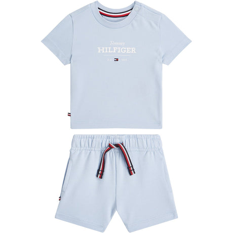 Tommy Hilfiger Breezy Blue Monotype Tee Og Kort Sæt