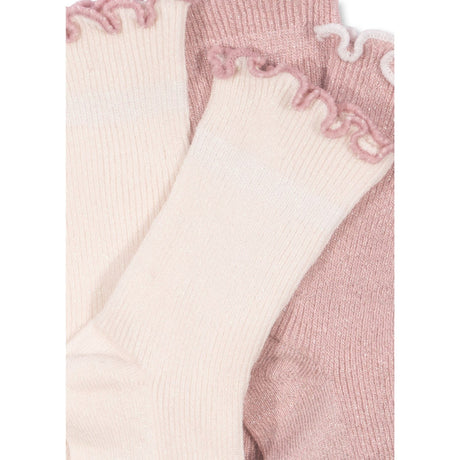 Konges Sløjd Rose/Off White 2 Pak Rib Flæse Strømper