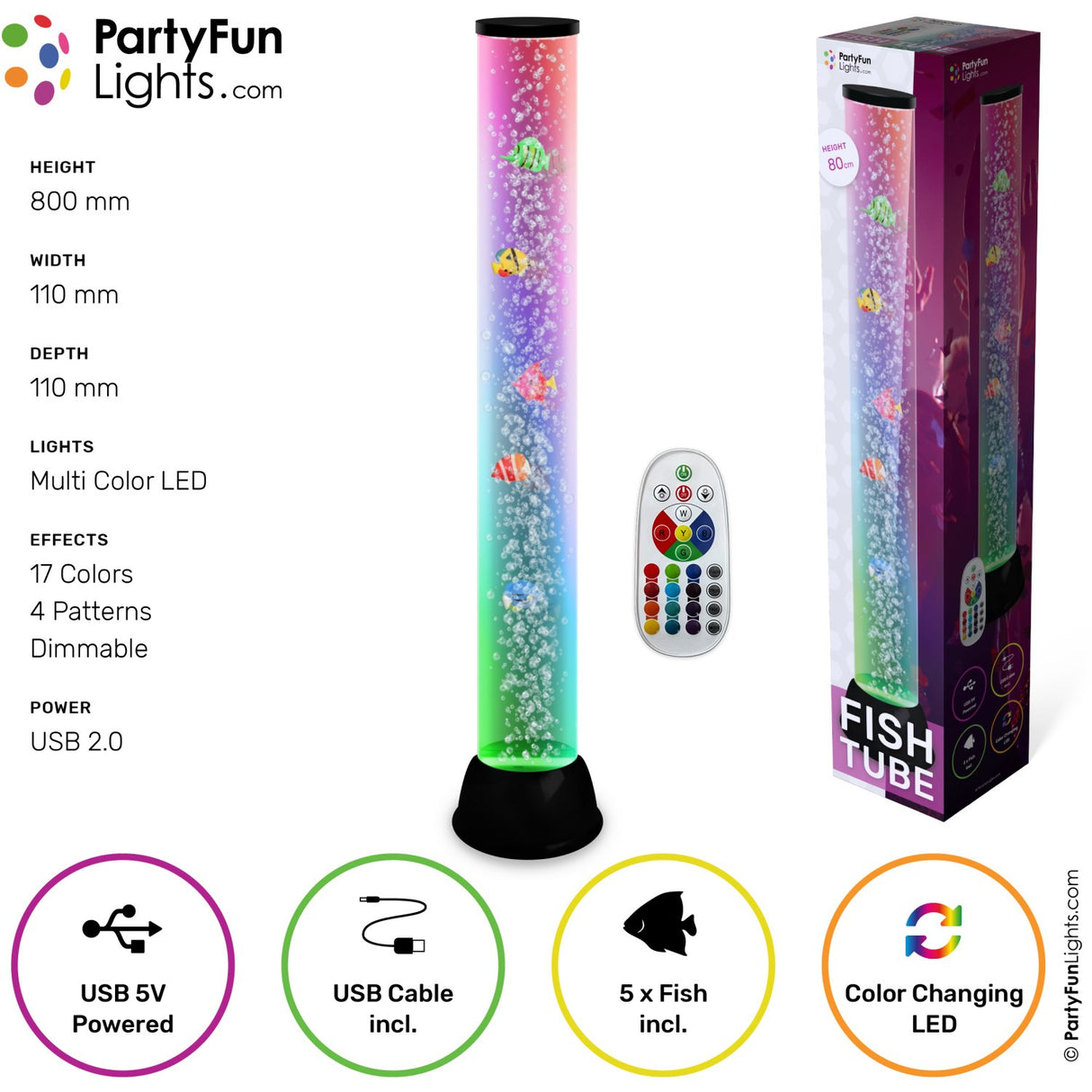 Party Funlight XXL Fiskelampe Med Bobler H: 80cm