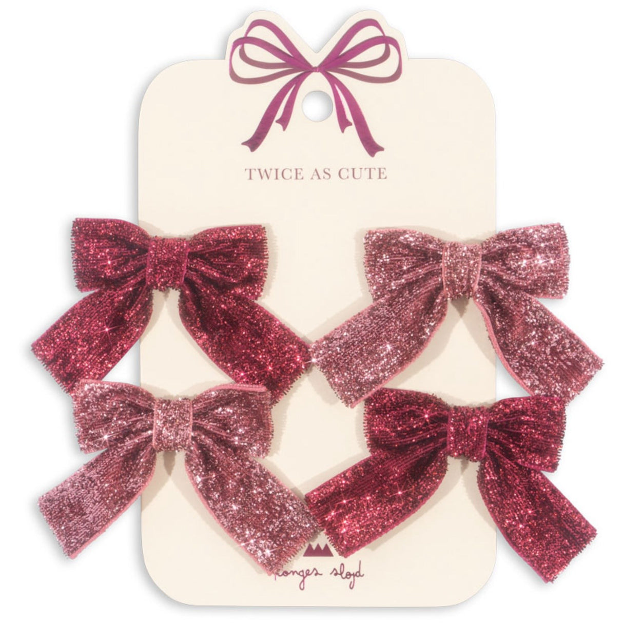 Konges Sløjd Pink Mix 4 Pack Glitter Sløjfe Hårspænder