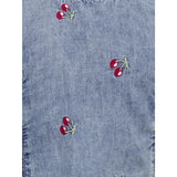 Kids ONLY MINI Medium Blue Denim Cherry Embroidery Dandy Flæse Cherry Top Denim