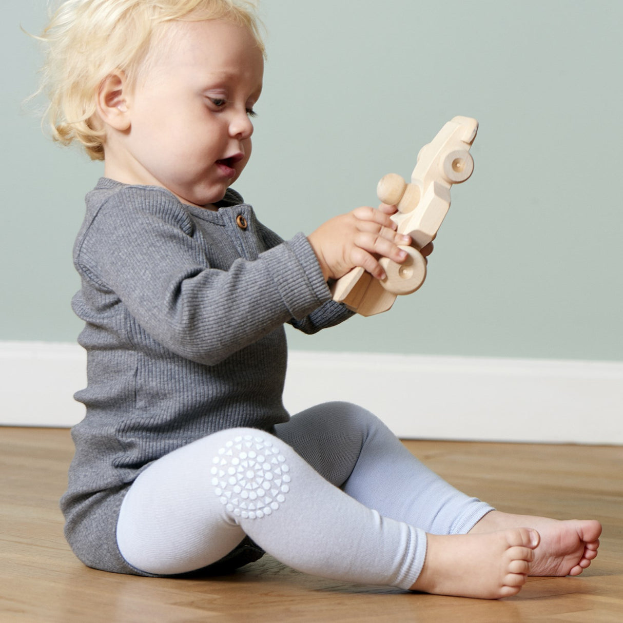 Gobabygo Sky Blue Crawling Leggings Organic Bomuld