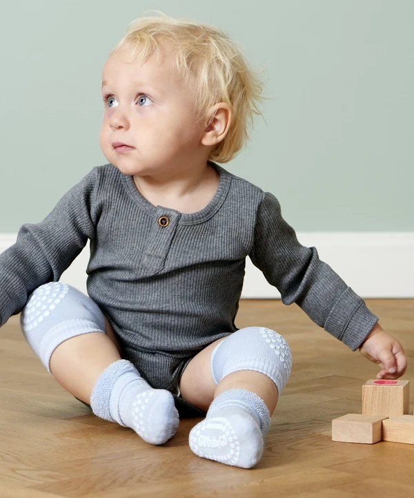 Gobabygo Sky Blue Non Slip Strømper Organic Bomuld
