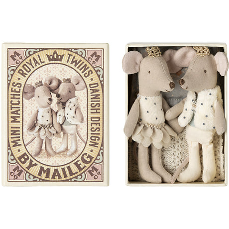 Maileg Royale Tvillinge Mus, Lillesøster og Lillebror i Tændstikæske
