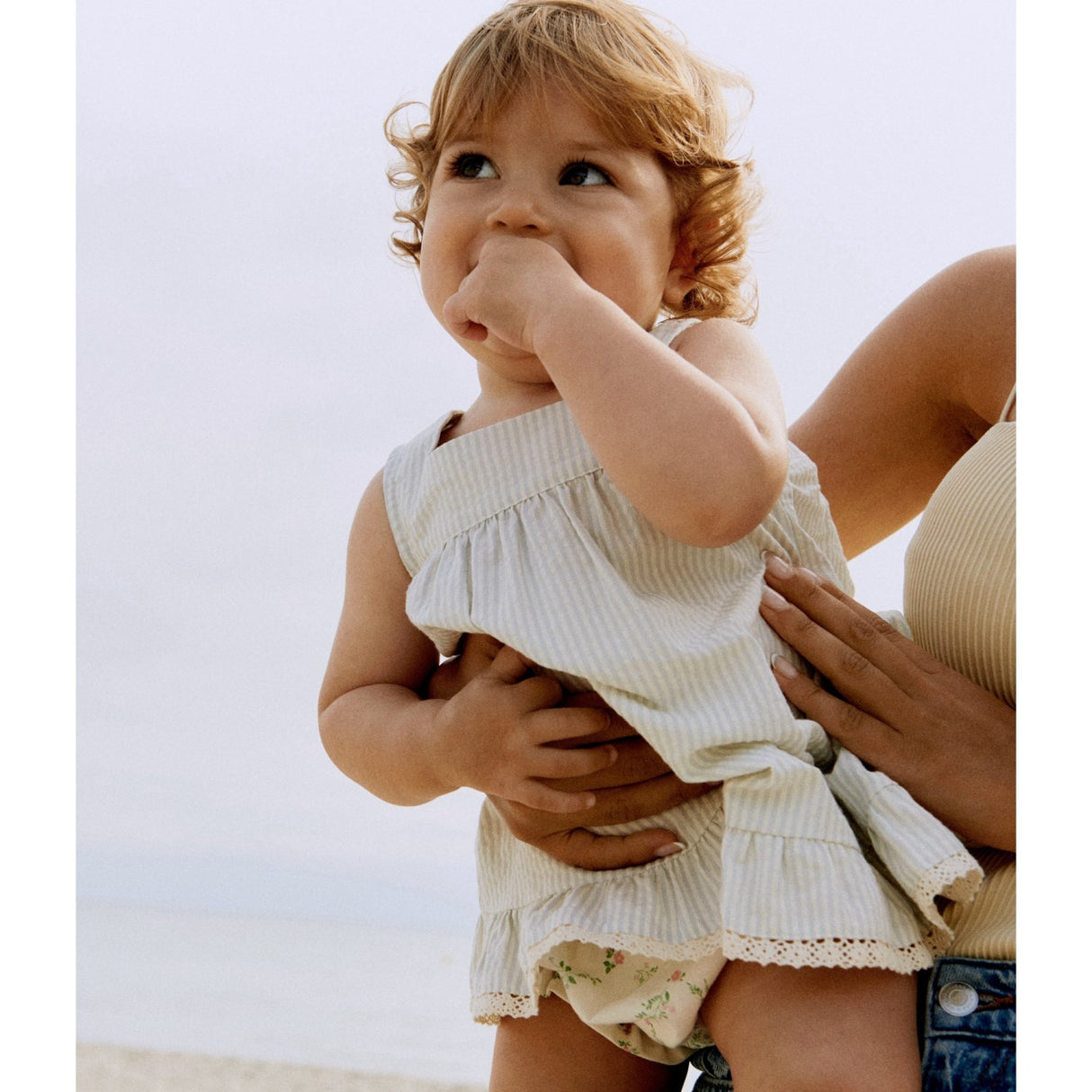 Wheat Summer Blue Stripe Kjole Ruffle Ayla