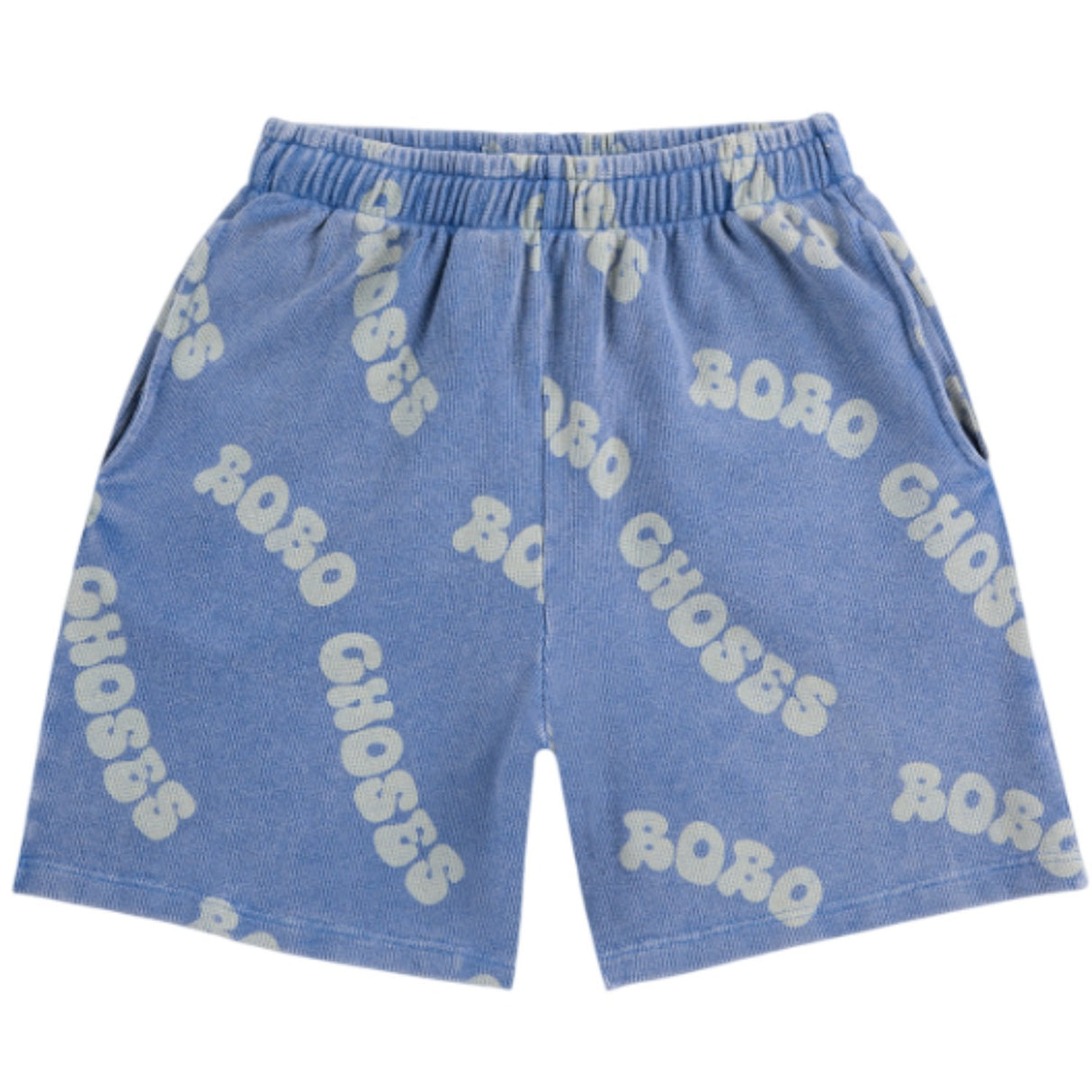 Bobo Choses Blue Wavy All Over Waffle Bermuda Shorts