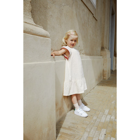 COPENHAGEN COLORS Dusty Rose W Cream Stripe W. Berry Seersucker Kjole W. Flæse Ærmer