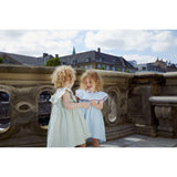 COPENHAGEN COLORS Green W Cream Stripe W. Dusty Rose Seersucker Kjole W. Heart