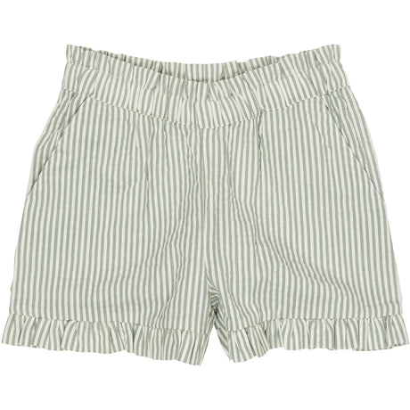 COPENHAGEN COLORS Green W Cream Stripe Seersucker Girly Shorts