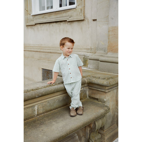 COPENHAGEN COLORS Green W Cream Stripe Seersucker Bukser