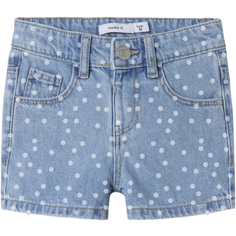 Name It Light Blue Denim Dots Rose Regular Denim Shorts