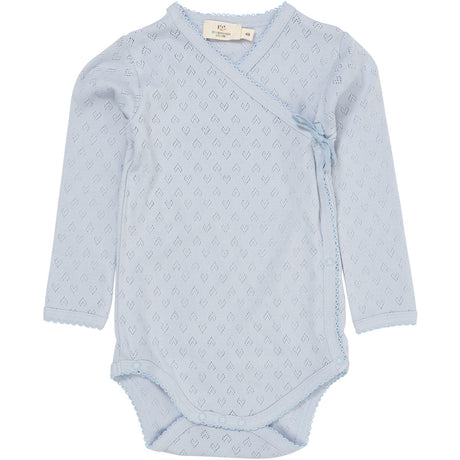 COPENHAGEN COLORS Dusty Blue Pointelle Heart Crossover Body Ls