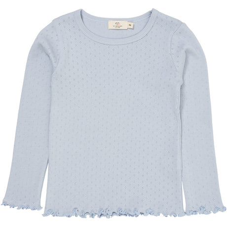 COPENHAGEN COLORS Dusty Blue Summer Pointelle Ls Bluse