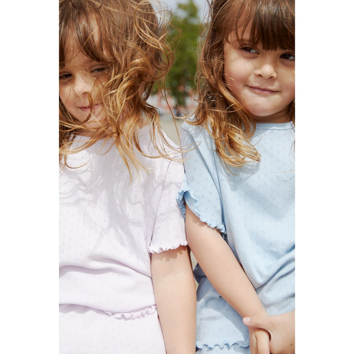 COPENHAGEN COLORS Dusty Blue Summer Pointelle T-Shirt