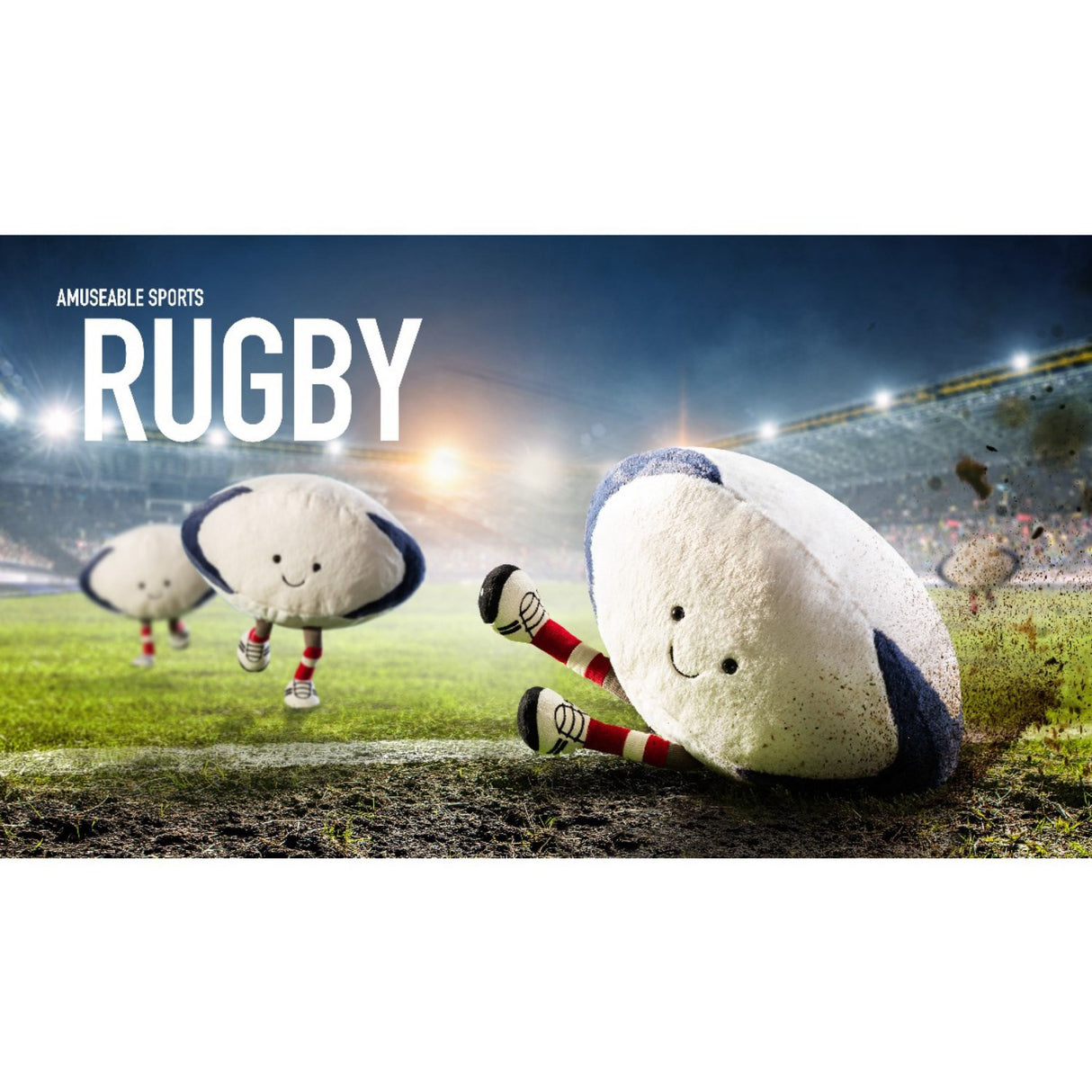 Jellycat Amuseables Sports Rugby Bold, 29 Cm
