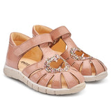 Angulus Hjerte Sandal M. Velcrolukning Mørk Fersken/Multi Glitter