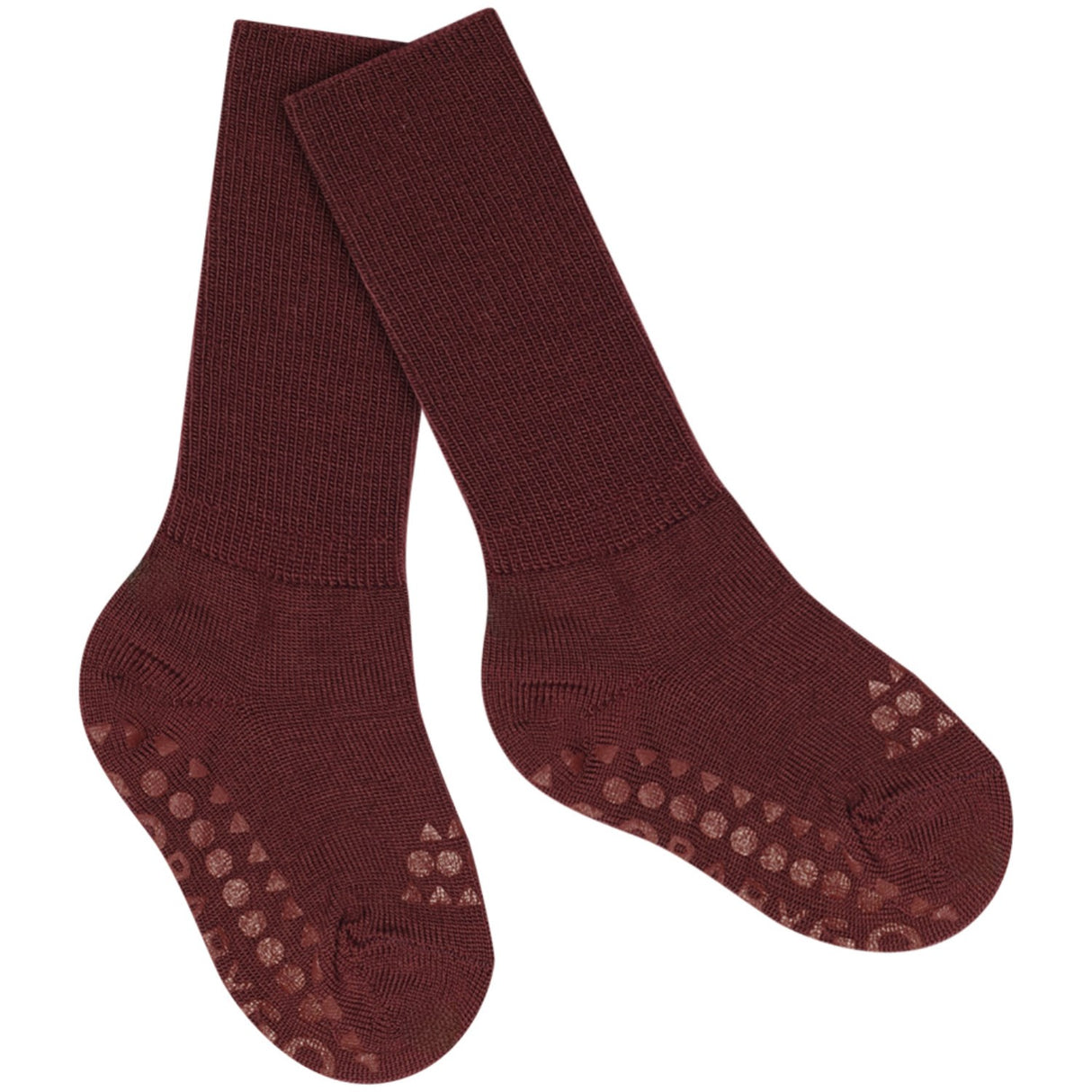 Gobabygo Wine Red Non-Slip Strømper I Merino Uld