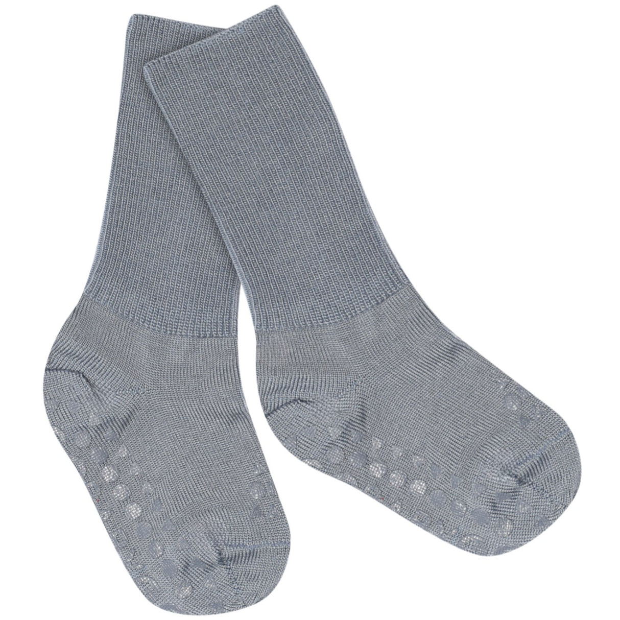 Gobabygo Stone Blue Non-Slip Strømper I Merino Uld